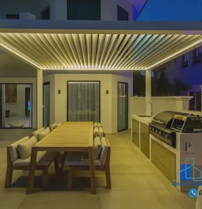 برجولة حديقة تصميم فاخر من تنفيذ شركة بصمة نوبل – خدمات تركيب مظلات وسواتر الشرقية